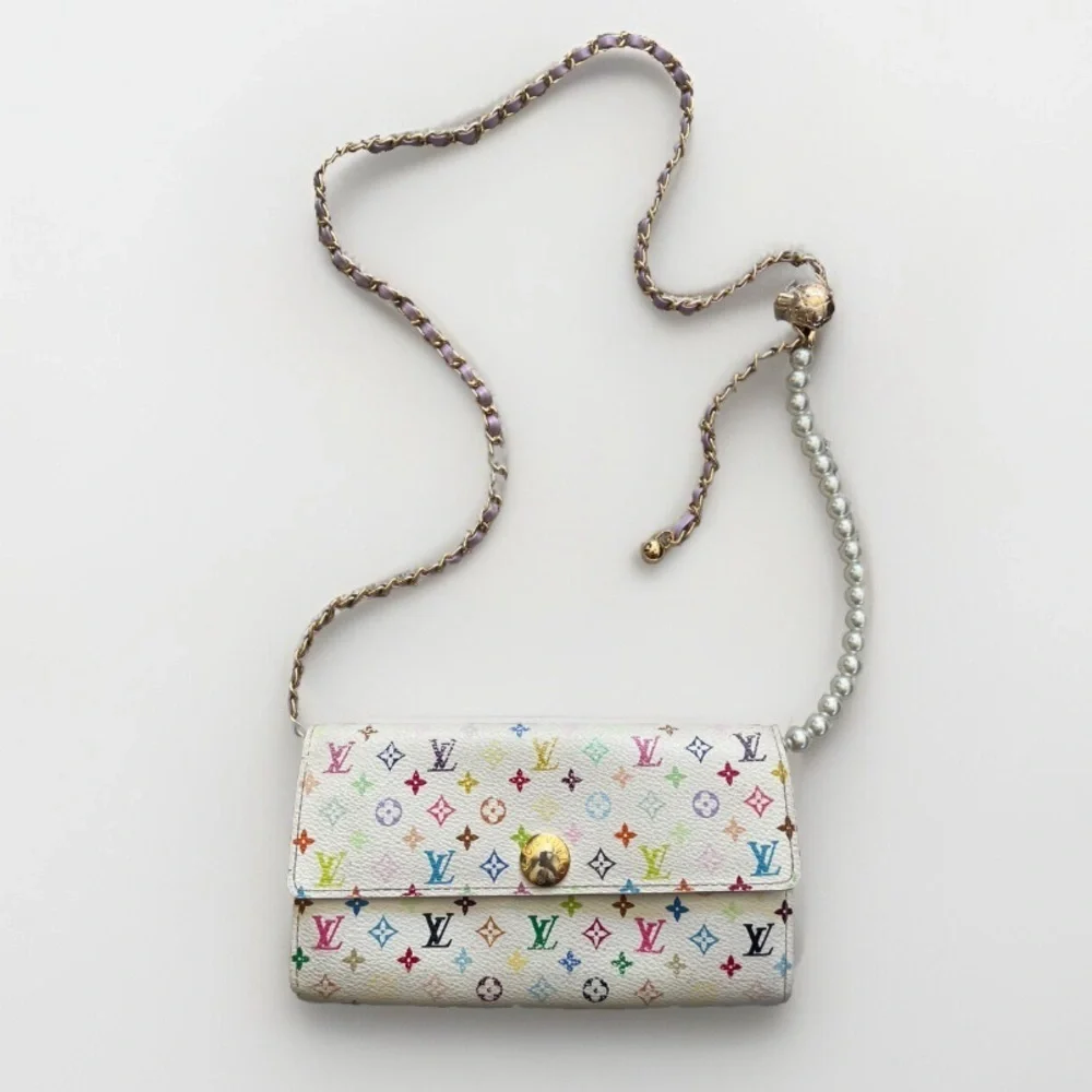 LOUIS VUITTON Takashi Murakami Wallet, Box, Dust Bag, Gift Bag. & FREE Chain EUC - Picture 5 of 17